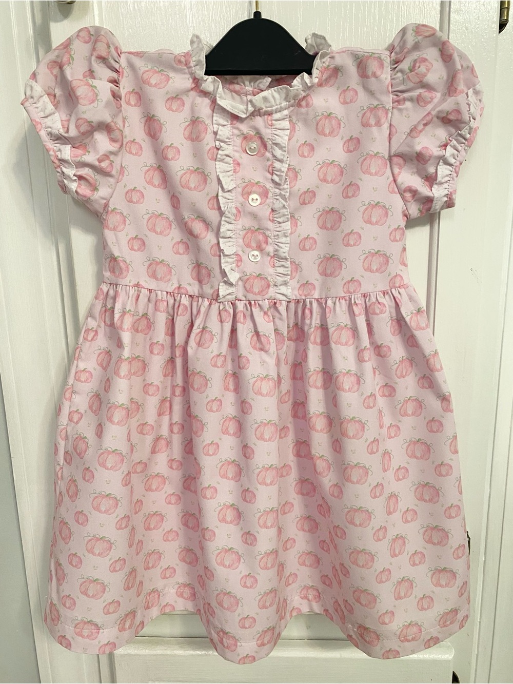 James and Lottie pink pumpkin dress